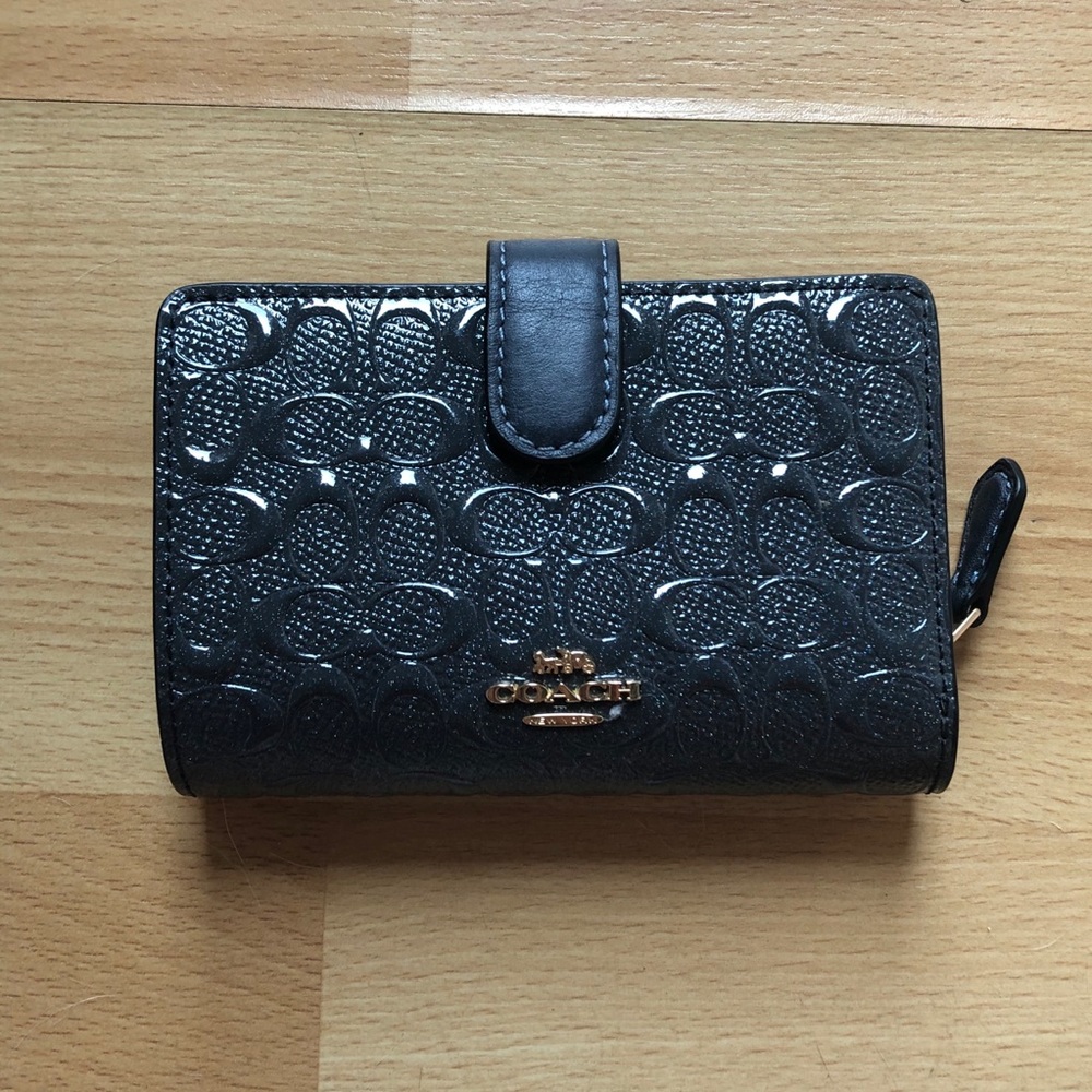 black with sparkles coach mini wallet